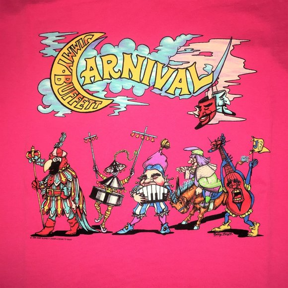 Vintage Official Jimmy Buffett Carnival Tour 1998 Pink T-Shirt XL NOS - Picture 3 of 6